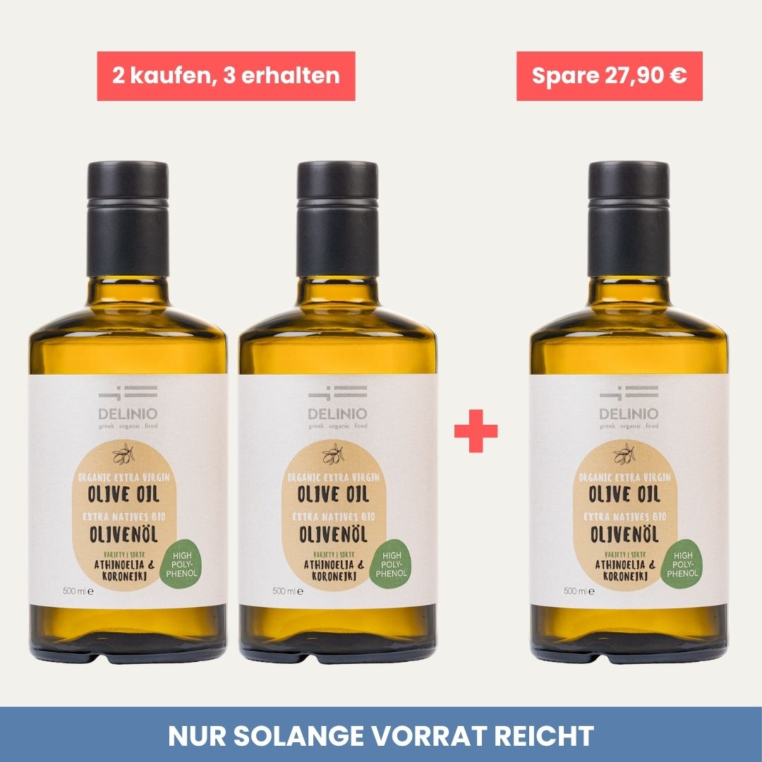 3 x erhalten - nur 2 x kaufen - High Polyphenol Premium Bio Olivenöl, 500 ml