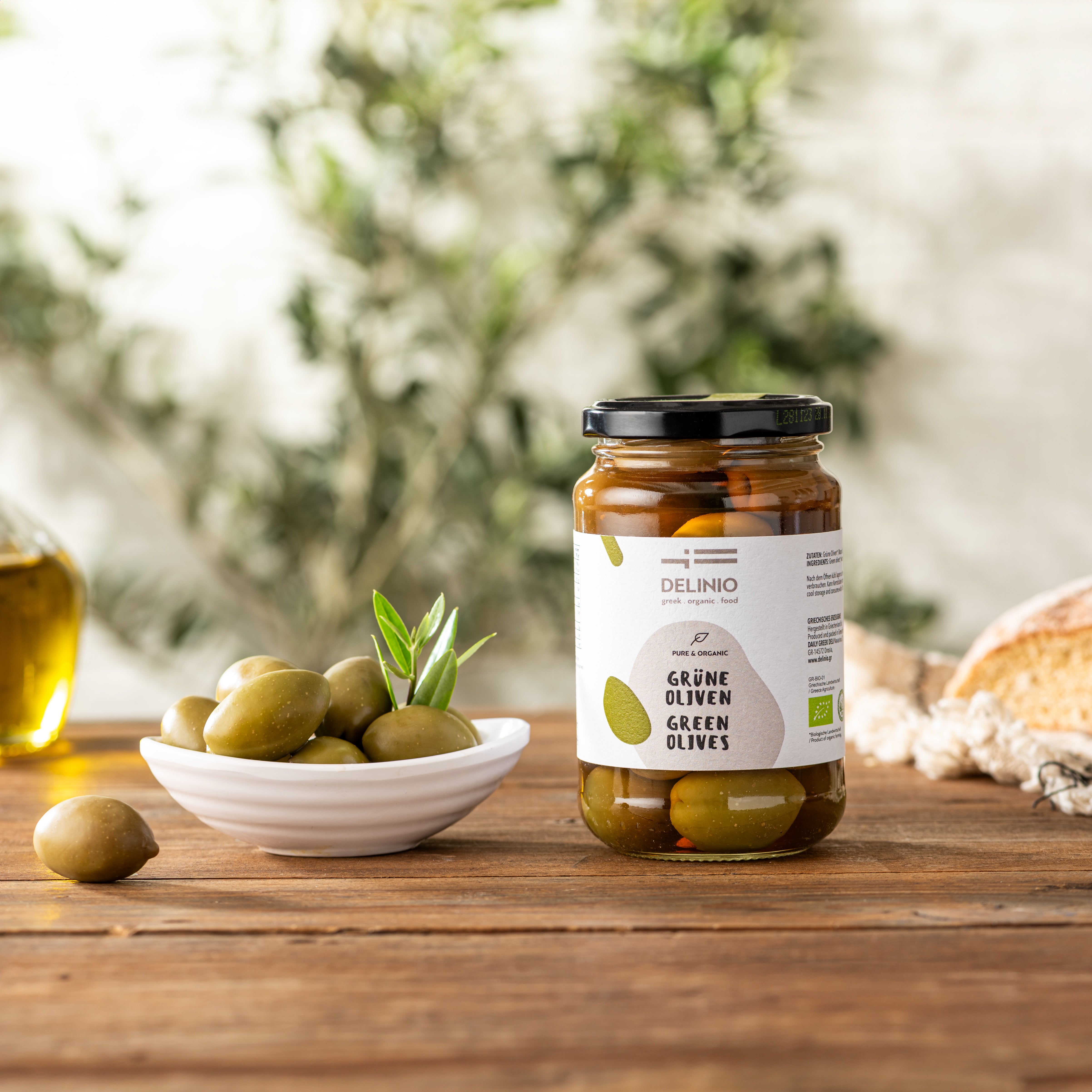 Grüne Bio Oliven, 370 gr Glas