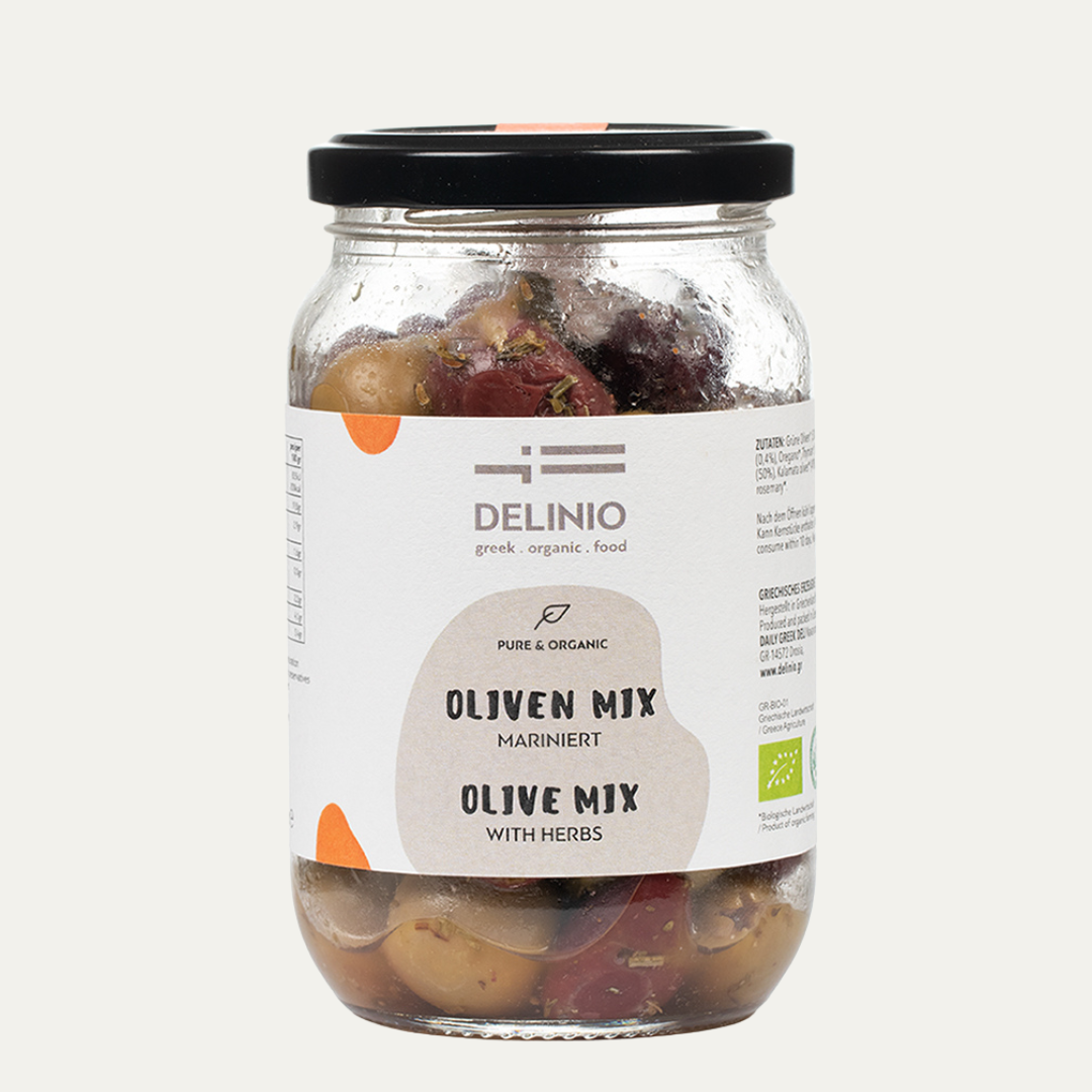 Bio Oliven Mix, mariniert, 370 gr Glas