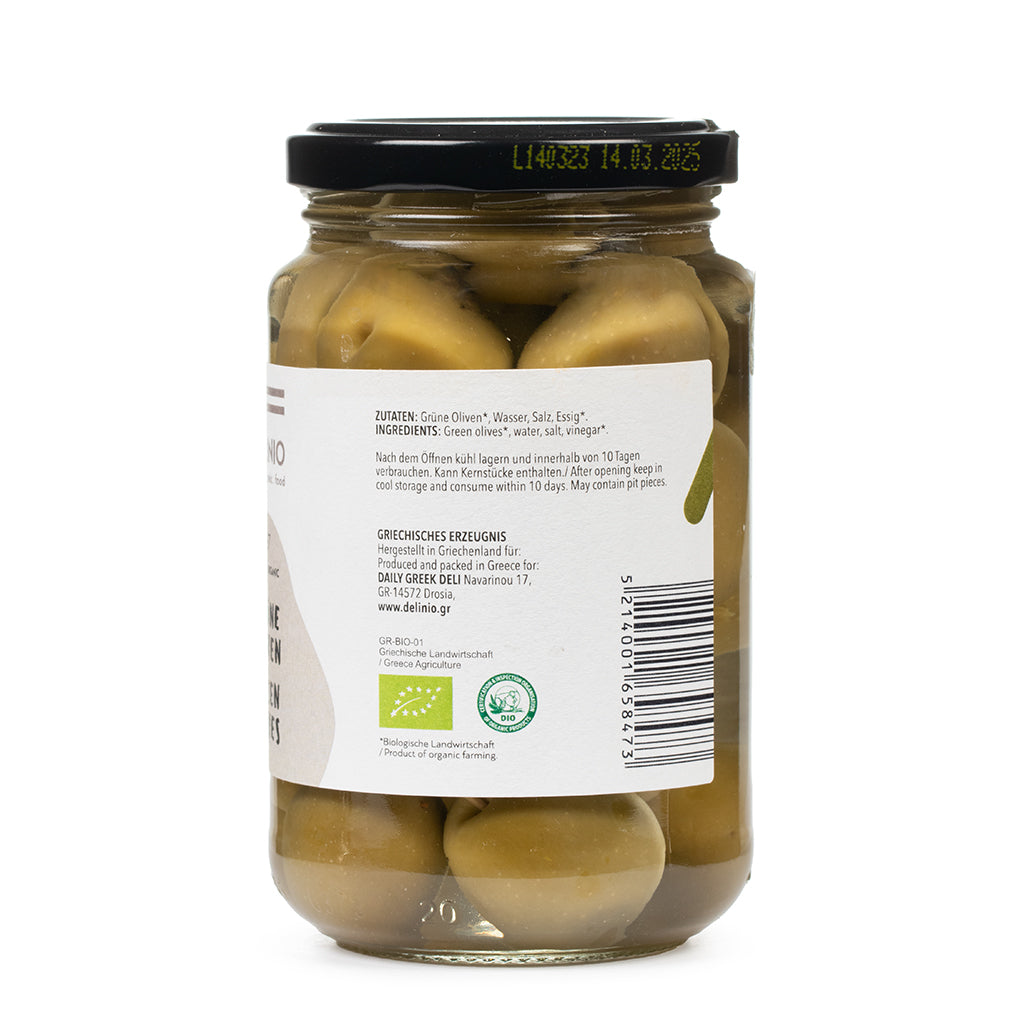 Grüne Bio Oliven, 370 gr Glas