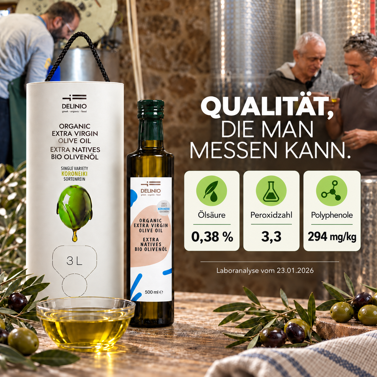 Griechisches Bio-Olivenöl, extra nativ · 3 Liter Vorratsbehälter mit Zapfhahn