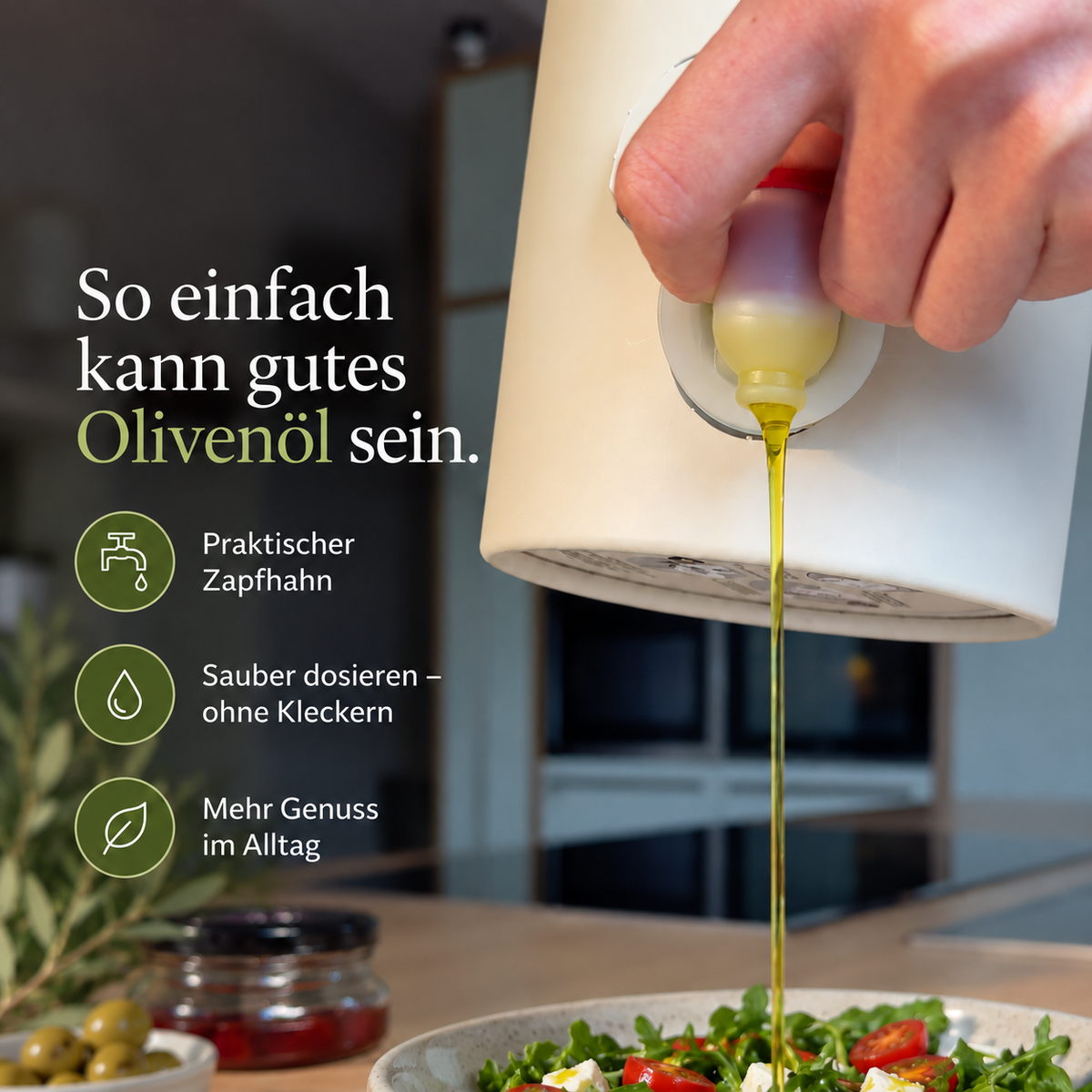 Griechisches Bio-Olivenöl, extra nativ · 3 Liter Vorratsbehälter mit Zapfhahn