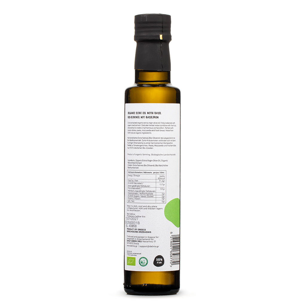 Bio Olivenöl mit Basilikum, 250 ml