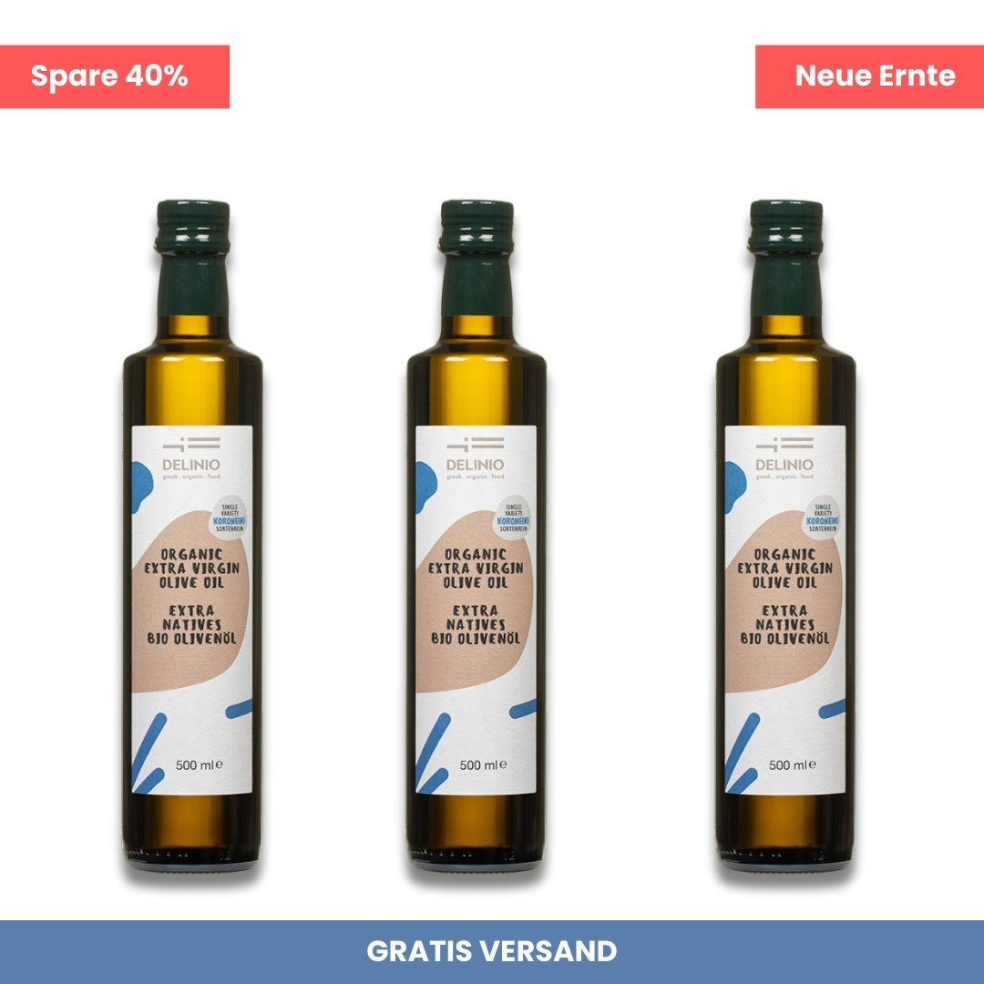 3 x 500ml Extra Natives Bio Olivenöl, KORONEIKI