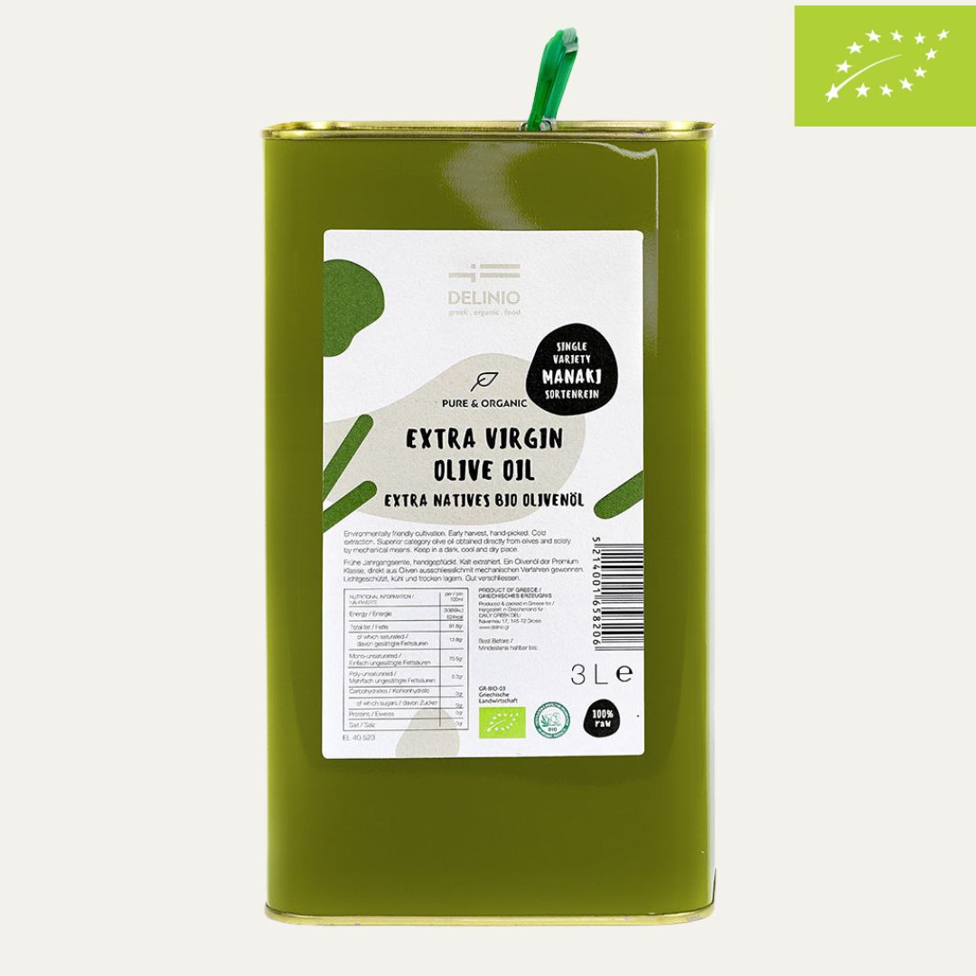 Extra Natives Bio Olivenöl MANAKI, 3 Liter - Early harverst