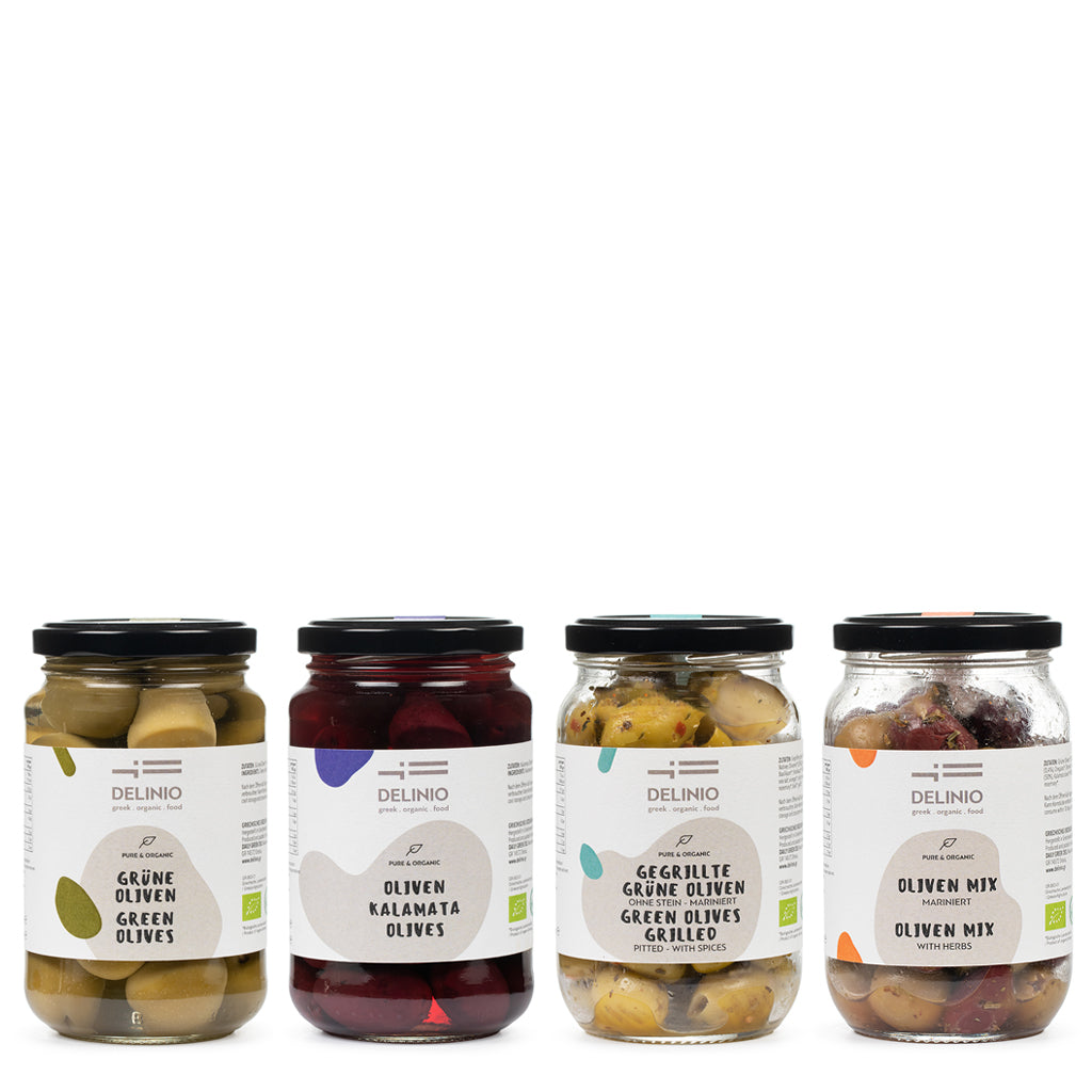 Bio Oliven-Starterpaket 4 Sorten á 3 Gläser