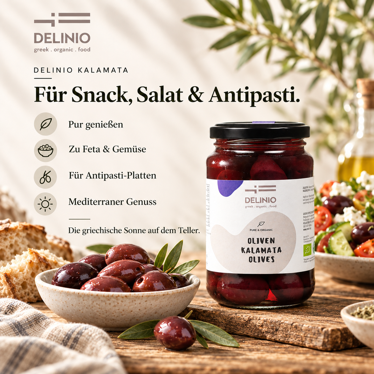 Kalamata Bio - Oliven, 370 gr Glas