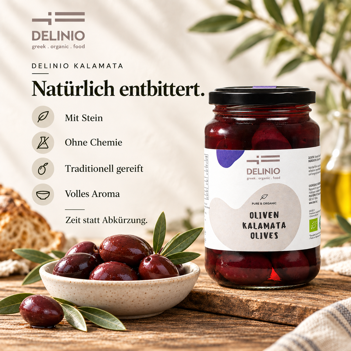 Kalamata Bio - Oliven, 370 gr Glas