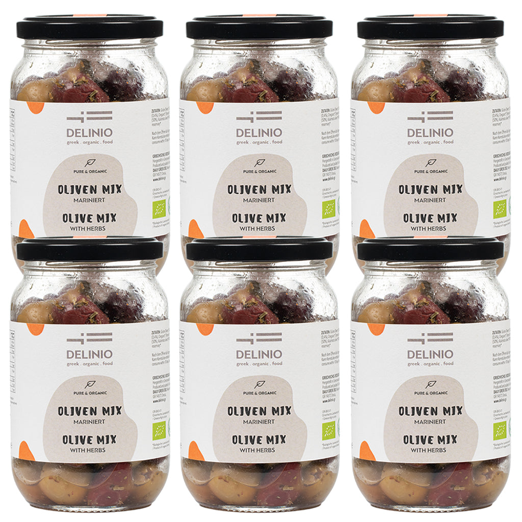 Bio Oliven Mix, mariniert, 370 gr Glas