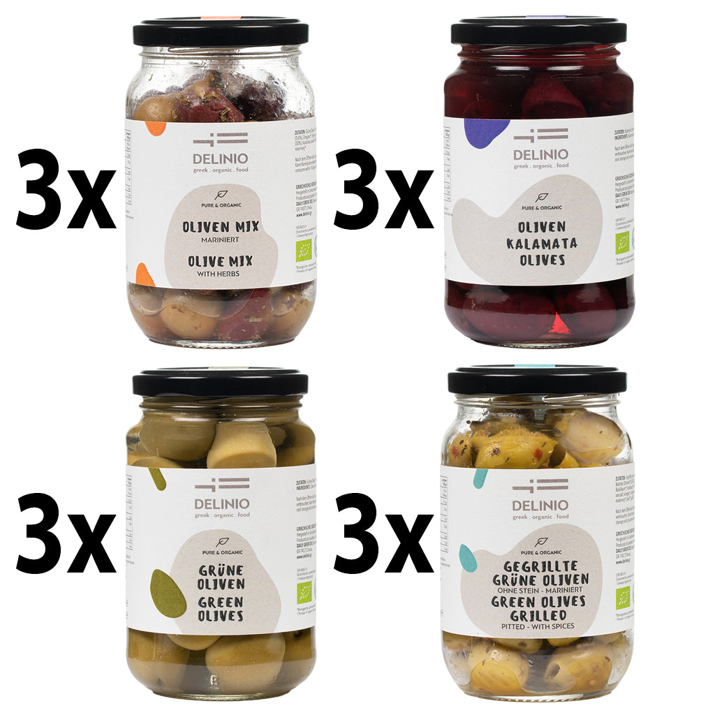 Bio Oliven-Starterpaket 4 Sorten á 3 Gläser