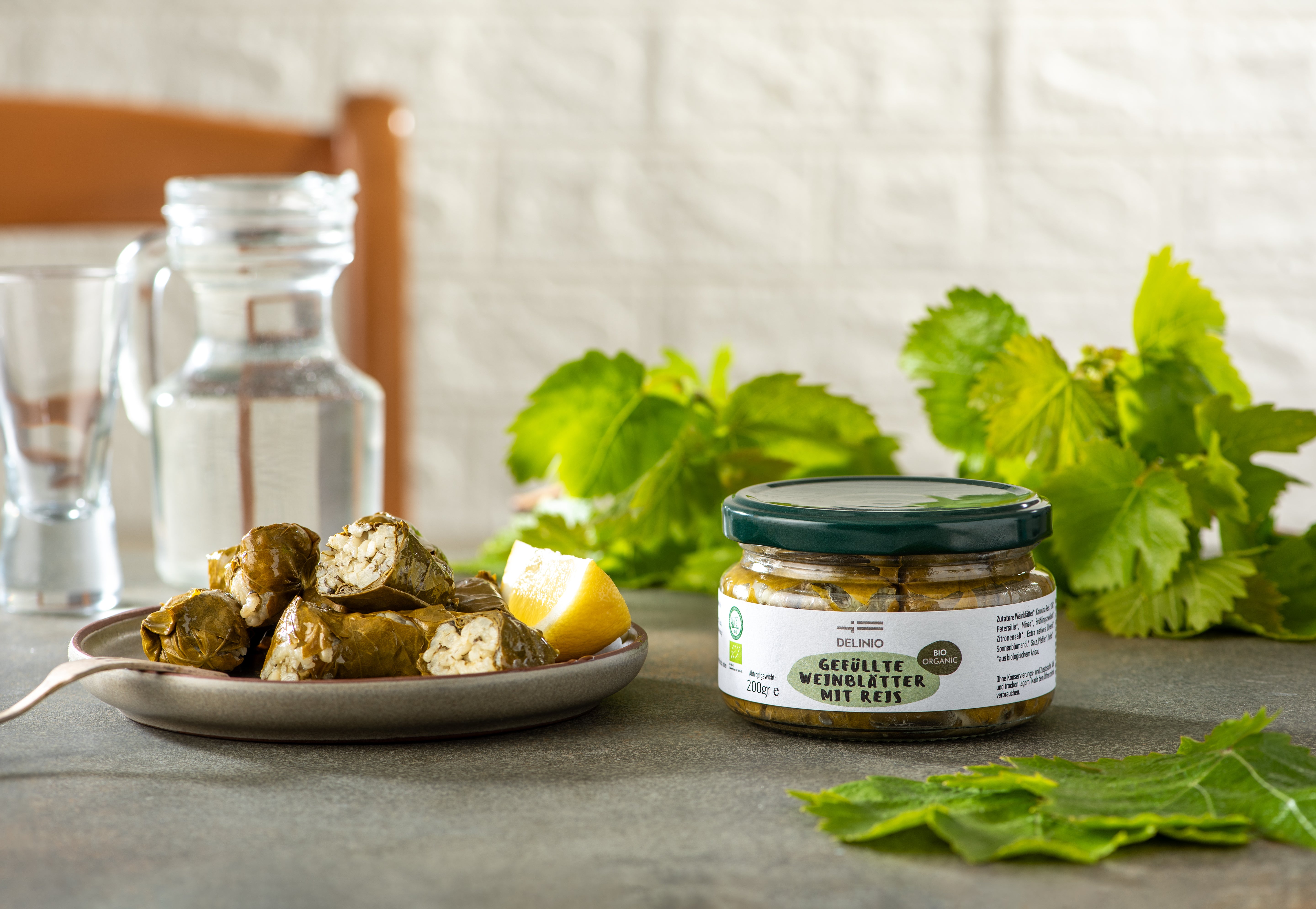 Gefüllte Weinblätter mit Reis, Bio, vegan, 200 gr Glas