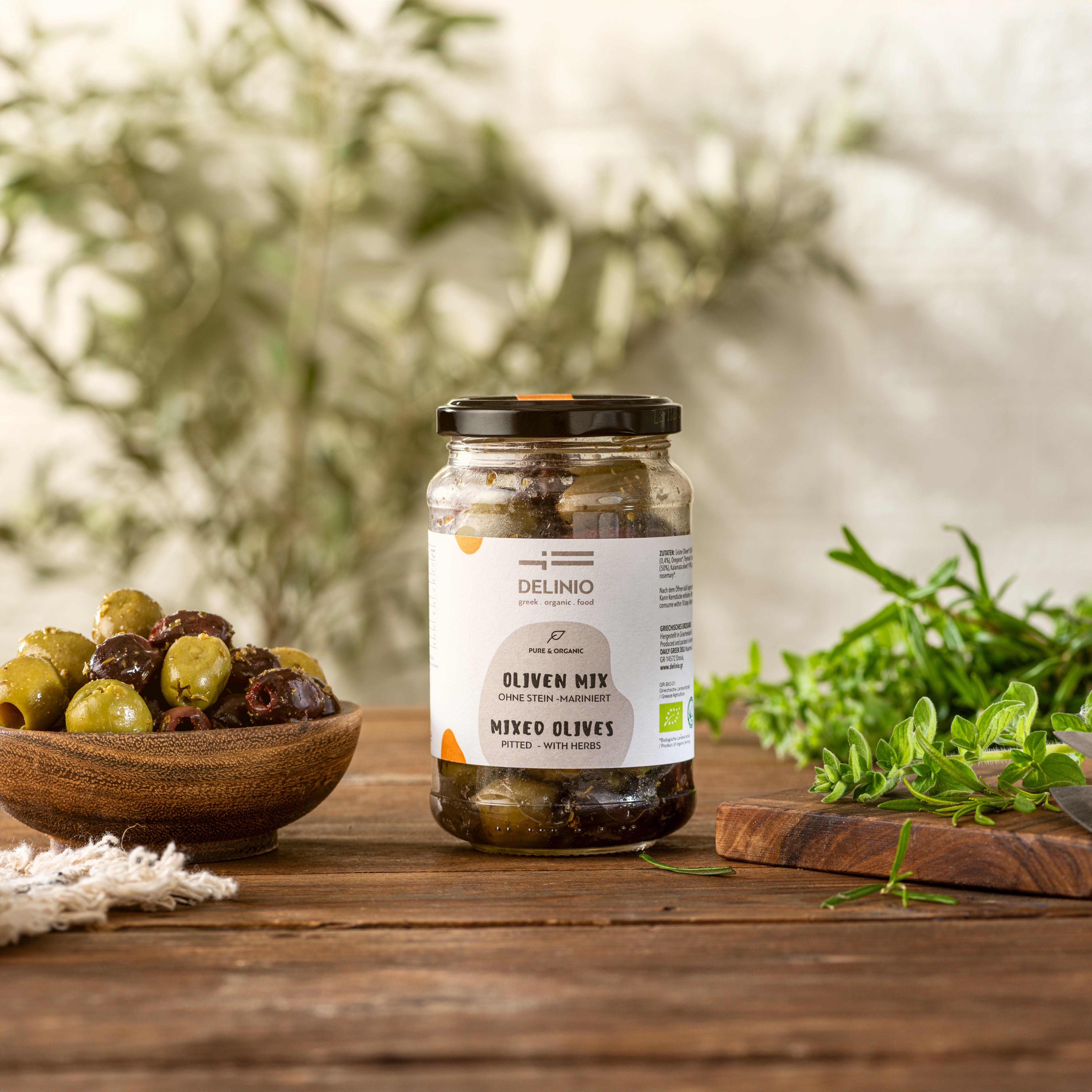 Bio Oliven Mix, mariniert, 370 gr Glas