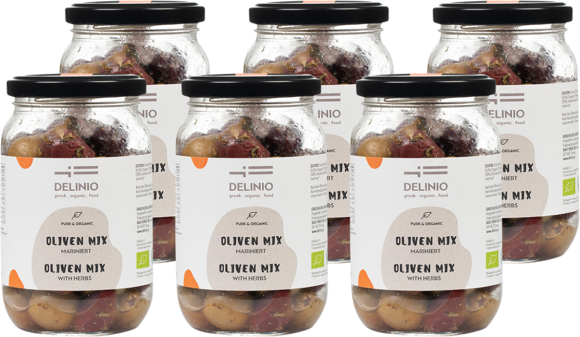 Bio Oliven Mix, mariniert, six pack