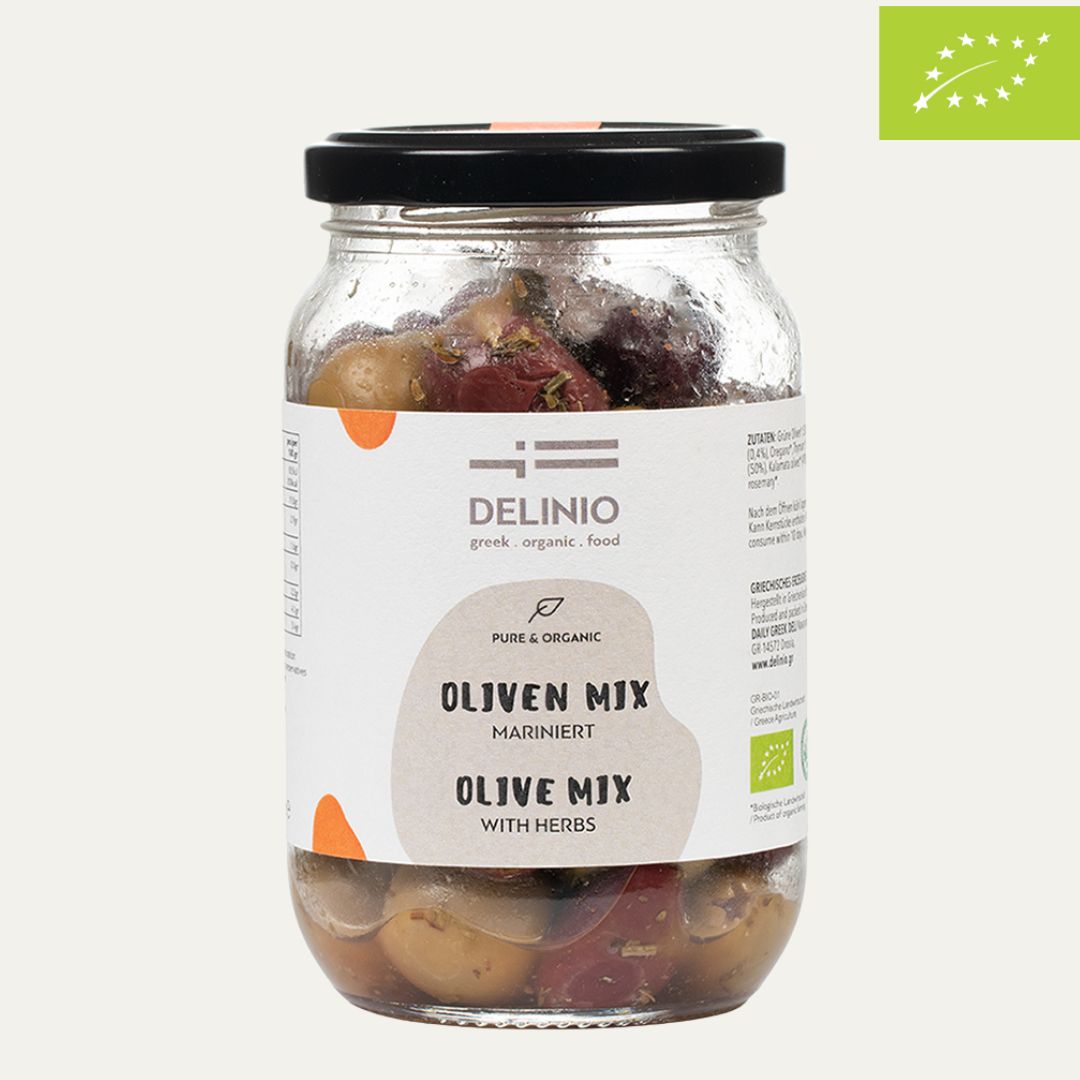 Bio Oliven Mix, mariniert, 370 gr Glas