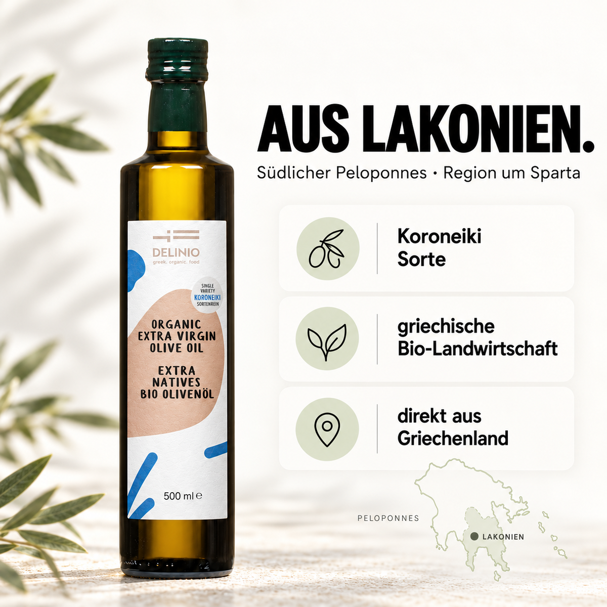 Extra Natives Bio Olivenöl, KORONEIKI, 3 L