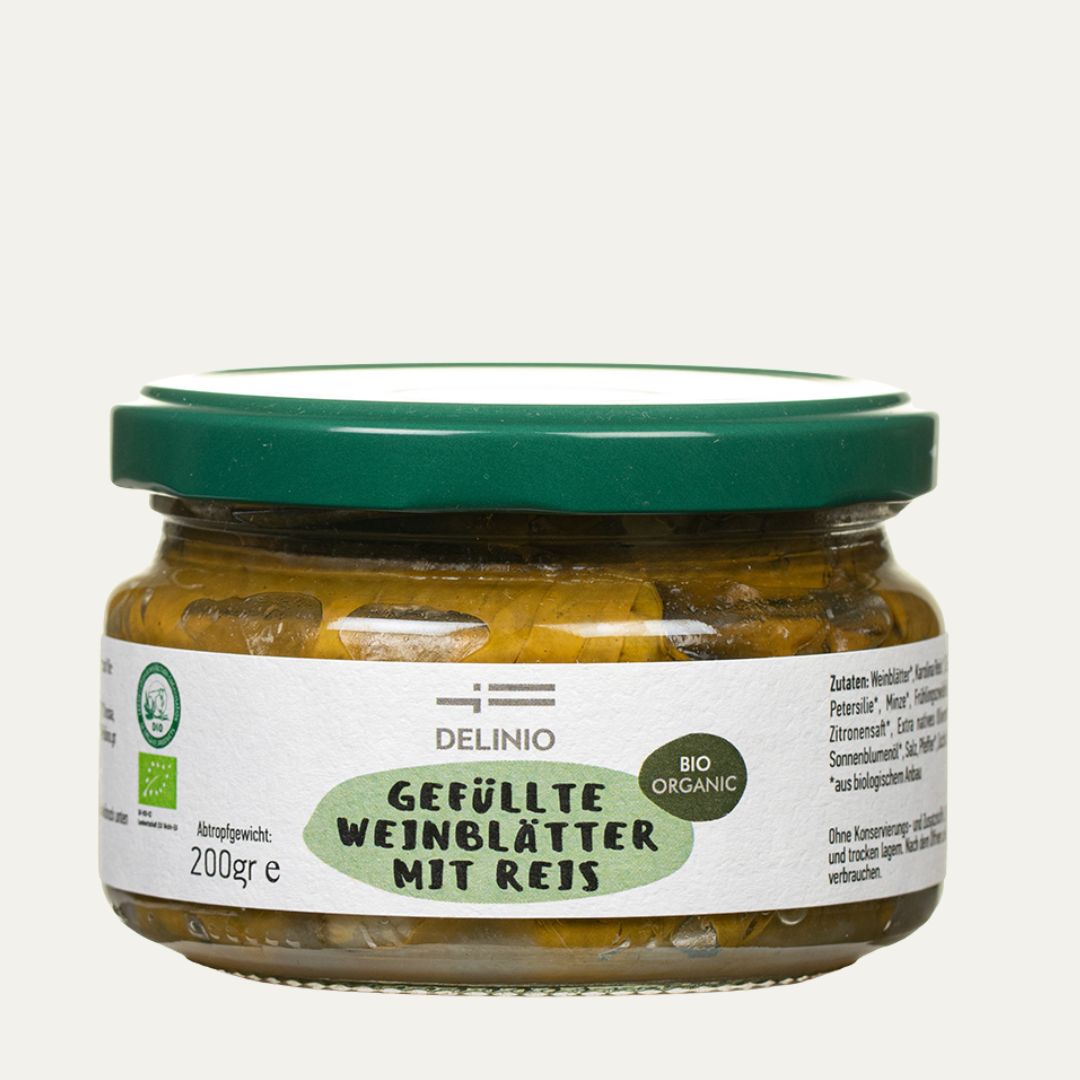 Gefüllte Weinblätter mit Reis, Bio, vegan, 200 gr Glas