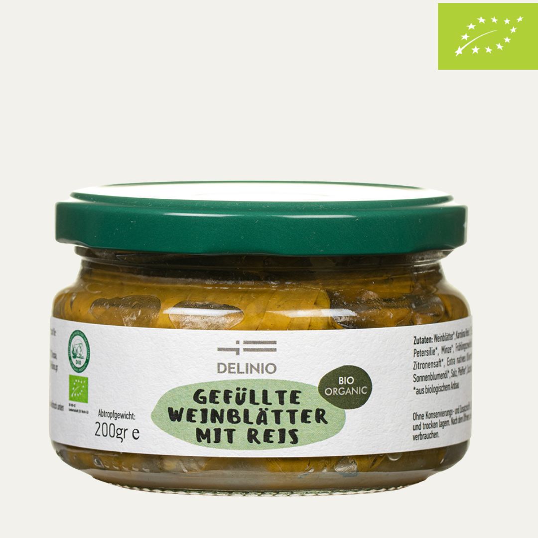 Gefüllte Weinblätter mit Reis, Bio, vegan, 200 gr Glas