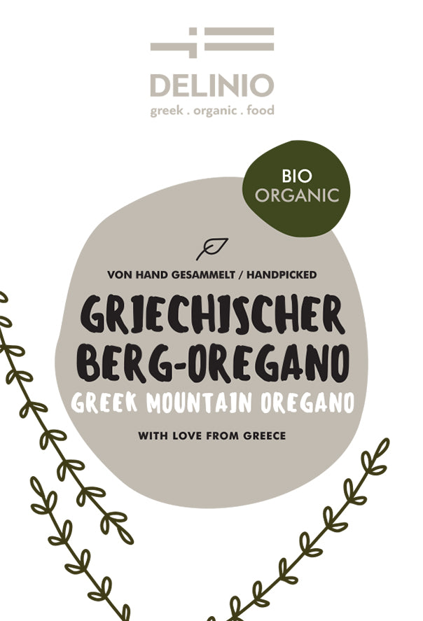 Etikette Griechischer Bio Berg-Oregano DELINIO