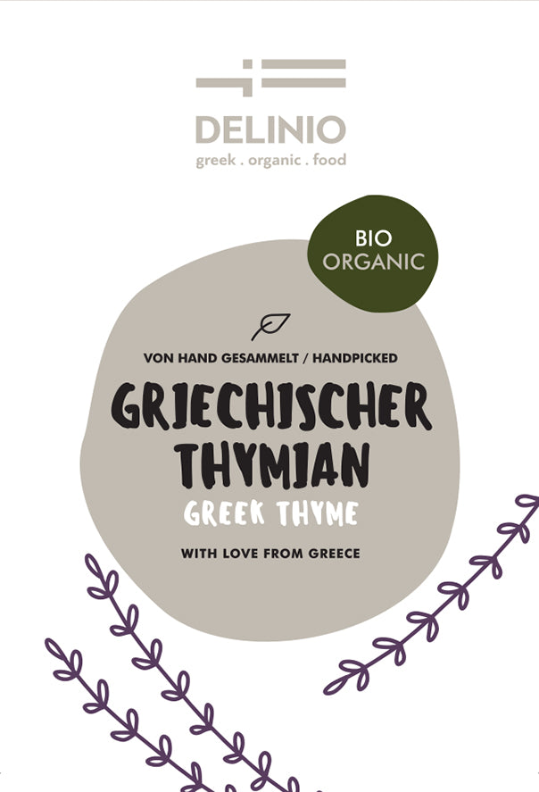 Etikette DELINIO Griechischer Bio Thymian