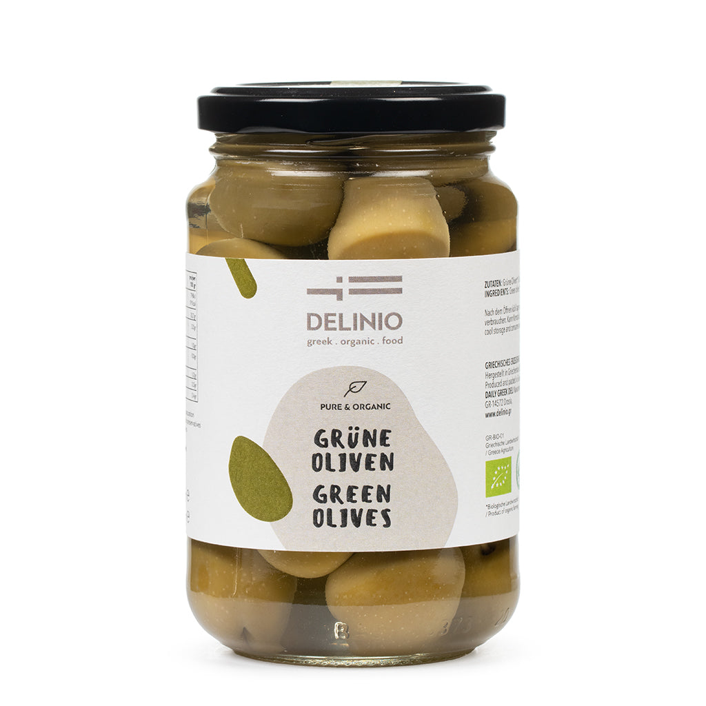 Grüne Bio Oliven, 370 gr Glas