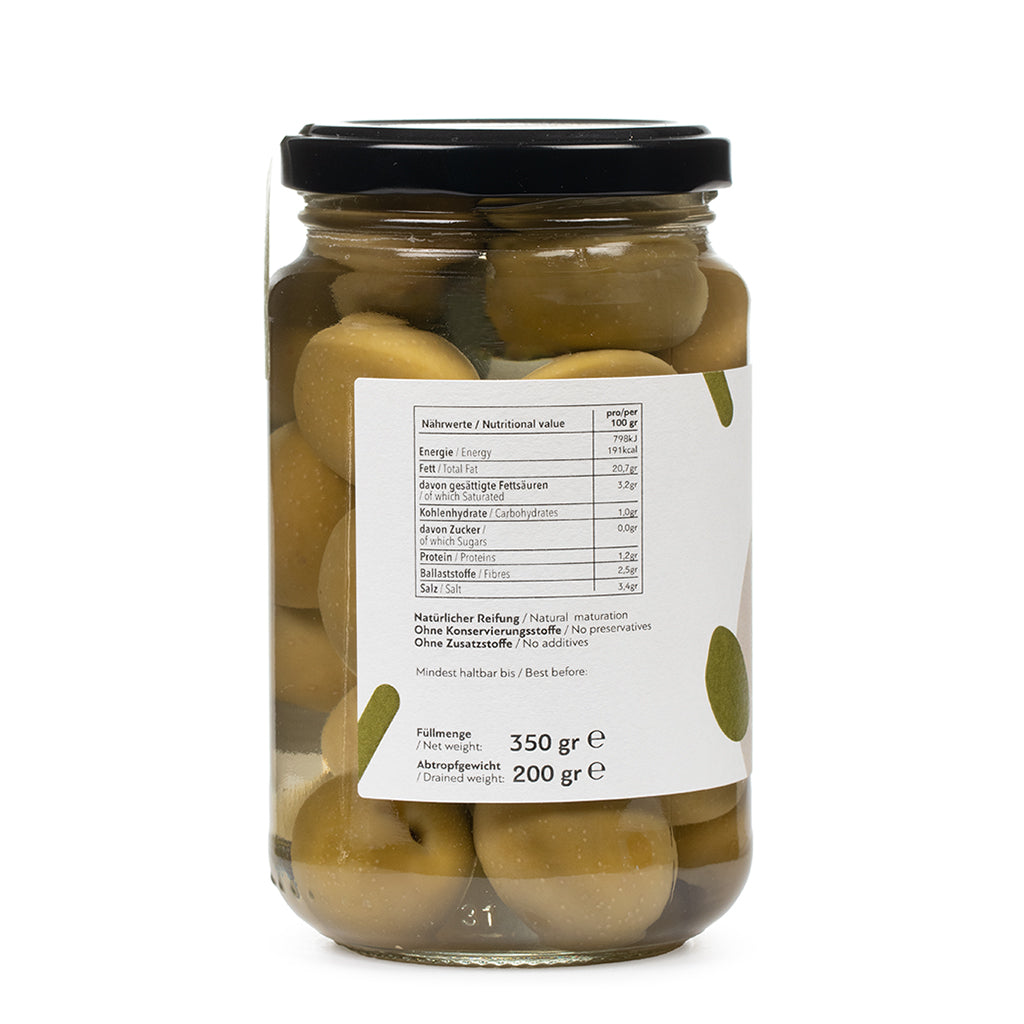 Grüne Bio Oliven, 370 gr Glas